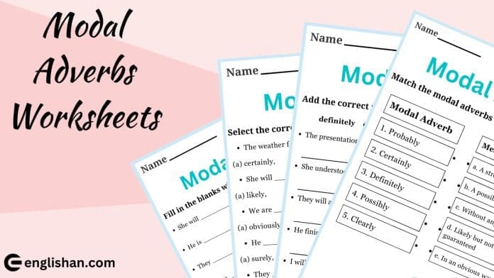 Modal Adverb Worksheets and Exercises